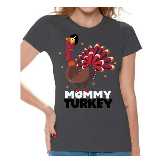 Awkward Styles Thanksgiving T-Shirt Mommy Turkey Shirts for Women