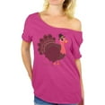 thumbnail image 1 of Awkward Styles Thanksgiving T Shirt Pink Turkey Off Shoulder Tops for Women, 1 of 4