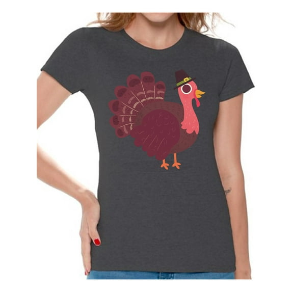 Awkward Styles Thanksgiving T-Shirt Pink Turkey Shirts for Women