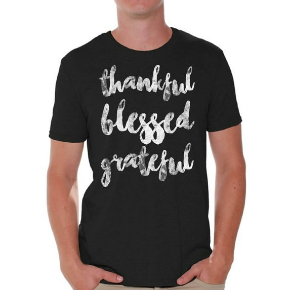 Awkward Styles Thanksgiving T-Shirt Thankful Blessed Grateful Shirts for Men