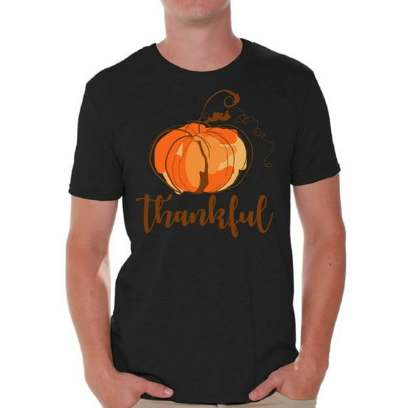 Awkward Styles Thanksgiving T-Shirt Thankful Pumpkin Shirts for Men