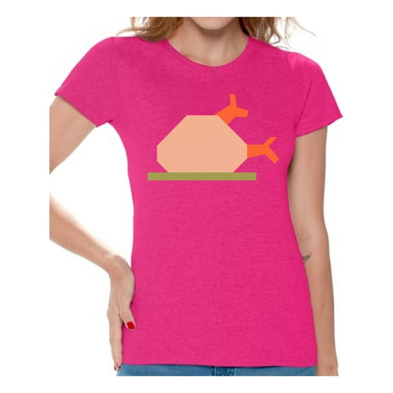 Awkward Styles Thanksgiving T-Shirt Turkey Dinner Shirts for Women