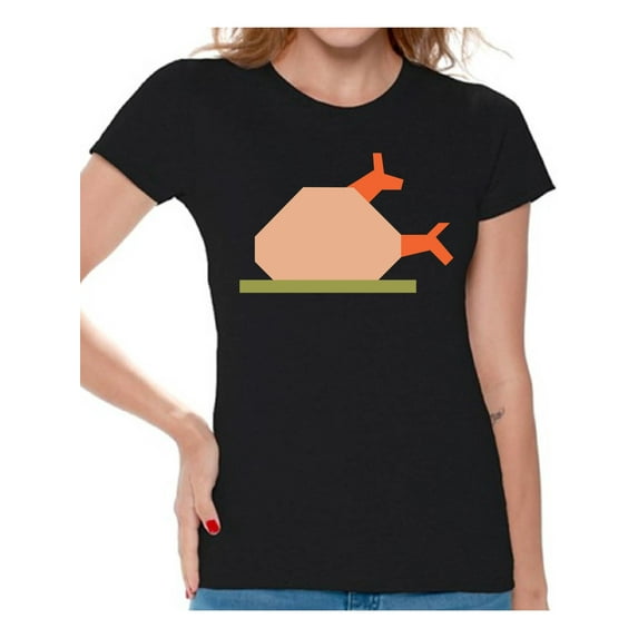 Awkward Styles Thanksgiving T-Shirt Turkey Dinner Shirts for Women