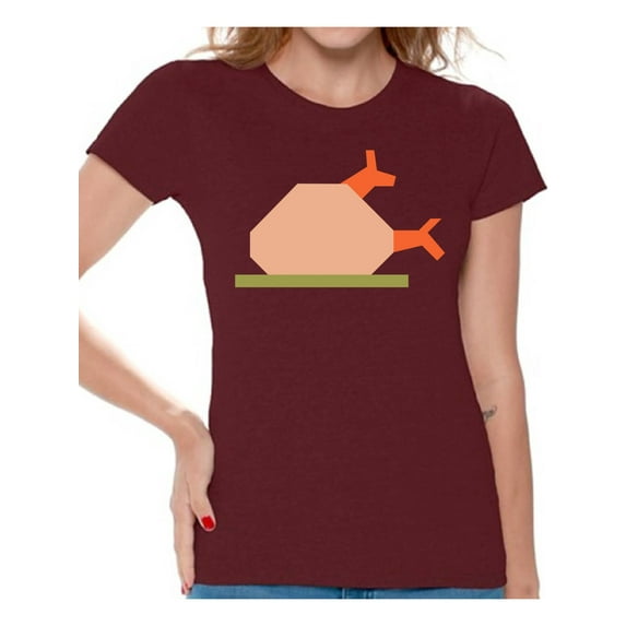 Awkward Styles Thanksgiving T-Shirt Turkey Dinner Shirts for Women