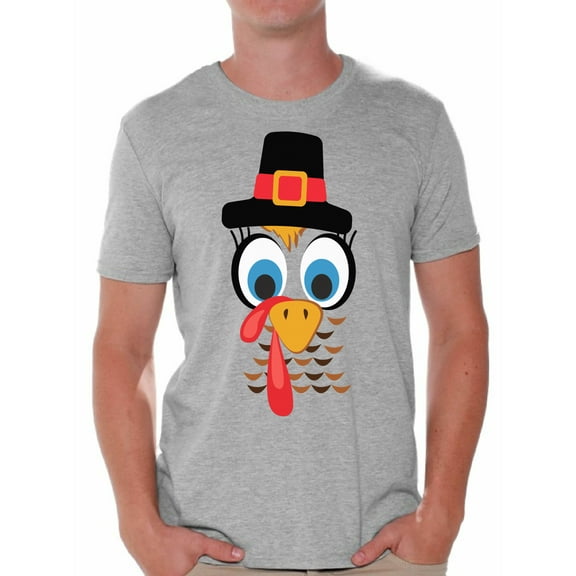 Awkward Styles Turkey Shirt for Men Thanksgiving Turkey Face T-Shirt