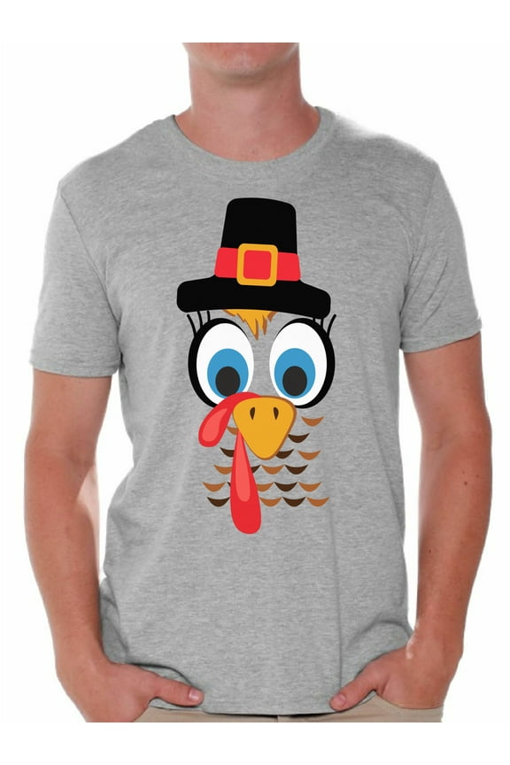 Thanksgiving T-Shirt Turkey Face Shirts for Men