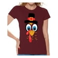 thumbnail image 1 of Awkward Styles Thanksgiving T-Shirt Turkey Face Shirts for Women, 1 of 4