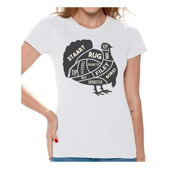 Awkward Styles Thanksgiving T-Shirt Turkey Meat Shirts for Women