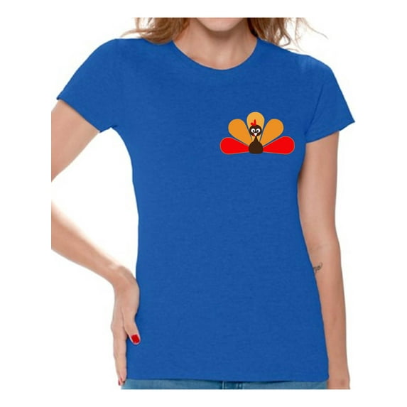 Awkward Styles Thanksgiving T-Shirt Turkey T Shirts for Women Pocket Print