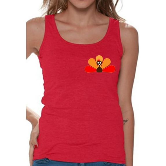 Awkward Styles Thanksgiving T-Shirt Turkey Tank Tops for Women Pocket Print