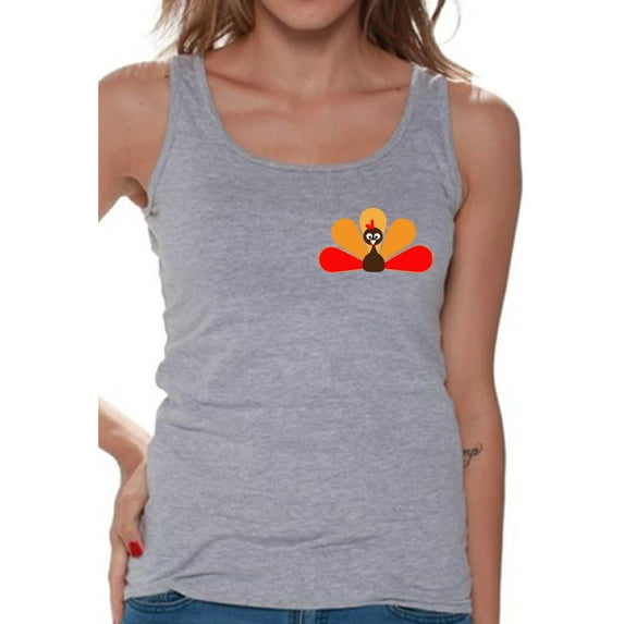Awkward Styles Thanksgiving T-Shirt Turkey Tank Tops for Women Pocket Print