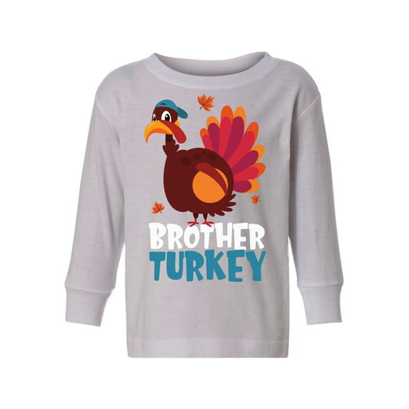 Awkward Styles Thanksgiving Toddler Long Sleeve Shirt Brother Turkey Kids T-Shirt