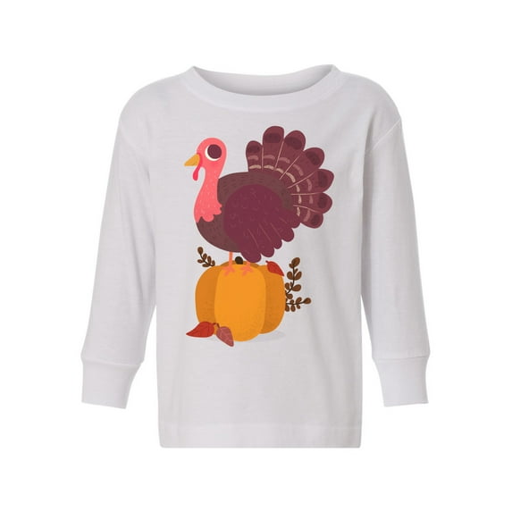 Awkward Styles Thanksgiving Toddler Long Sleeve Shirt Happy Turkey Kids T-Shirt