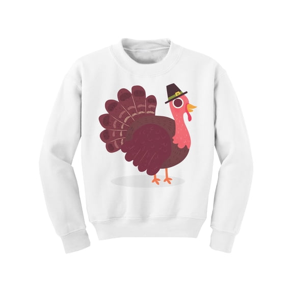 Awkward Styles Thanksgiving Youth Sweatshirt Pink Turkey Crewneck Tops for Kids
