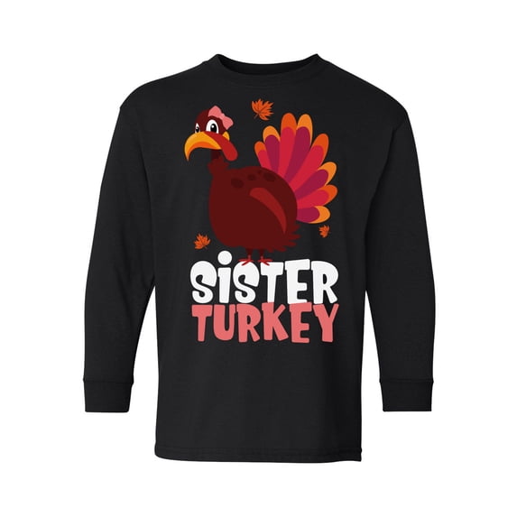 Awkward Styles Thanksgiving Youth Sweatshirt Sister Turkey Crewneck Tee for Kids