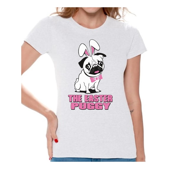 Awkward Styles The Easter Puggy Tshirt Easter T Shirt Women Easter Pug Shirt Funny Easter Shirt for Women Easter Holiday Gifts for Her Easter Party Outfit Pug Shirt for Easter Gifts for Dog Lovers