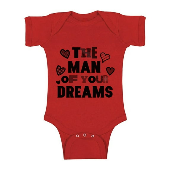 Awkward Styles The Man Of Your Dreams Short Sleeve Bodysuit for Baby Valentine's Day One Piece Valentine's Day Gifts for Baby Boy Valentine's Day Baby Romper Cute Gifts for Boys Mom Baby Boy Bodysuit