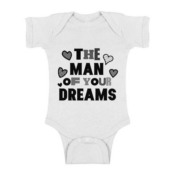 Awkward Styles The Man Of Your Dreams Short Sleeve Bodysuit for Baby Valentine's Day One Piece Valentine's Day Gifts for Baby Boy Valentine's Day Baby Romper Cute Gifts for Boys Mom Baby Boy Bodysuit