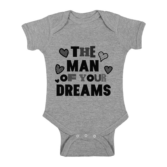 Awkward Styles The Man Of Your Dreams Short Sleeve Bodysuit for Baby Valentine's Day One Piece Valentine's Day Gifts for Baby Boy Valentine's Day Baby Romper Cute Gifts for Boys Mom Baby Boy Bodysuit