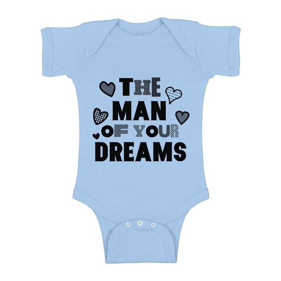 Awkward Styles The Man Of Your Dreams Short Sleeve Bodysuit for Baby Valentine's Day One Piece Valentine's Day Gifts for Baby Boy Valentine's Day Baby Romper Cute Gifts for Boys Mom Baby Boy Bodysuit