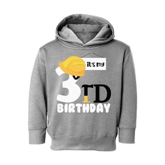 Awkward Styles Third Birthday Boy Toddler Hoodie Boys 3rd Birthday It's My Third B-day Hooded Sweatshirt for Kids Cute Builder Birthday Shirt 3 Years Old Looks Like