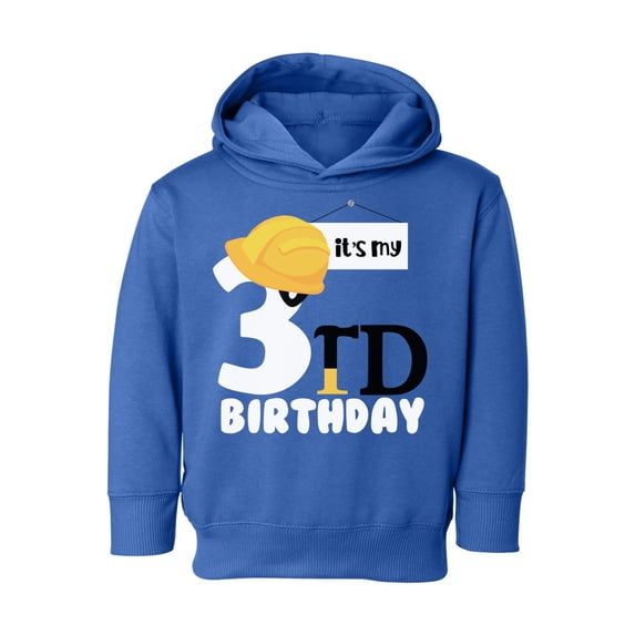 Awkward Styles Third Birthday Boy Toddler Hoodie Boys 3rd Birthday It's My Third B-day Hooded Sweatshirt for Kids Cute Builder Birthday Shirt 3 Years Old Looks Like
