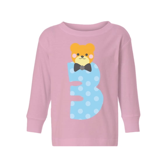 Awkward Styles Third Birthday Boy Toddler Long Sleeve Shirt Funny Bear Kids T-Shirt