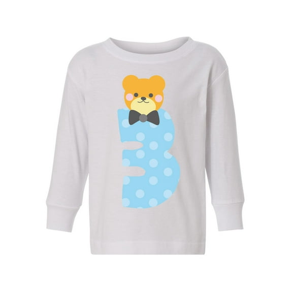 Awkward Styles Third Birthday Boy Toddler Long Sleeve Shirt Funny Bear Kids T-Shirt
