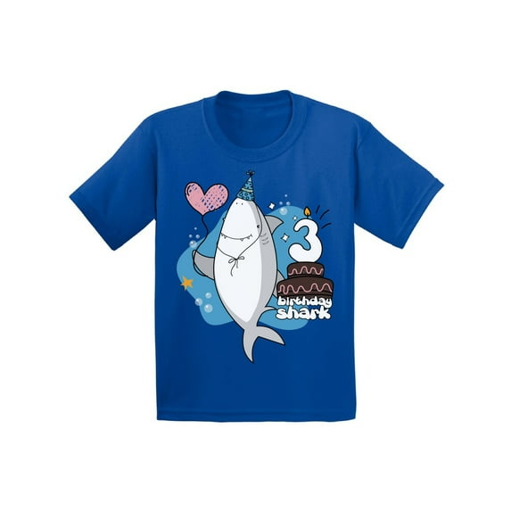 Awkward Styles Third Birthday Party I am Three T-shirt for Toddlers Shark Shirts for Boys Shark Lovers Shark Party Shark T Shirts for Girls Gifts for 3 Year Old Children Third B Day T-Shirt for Kids