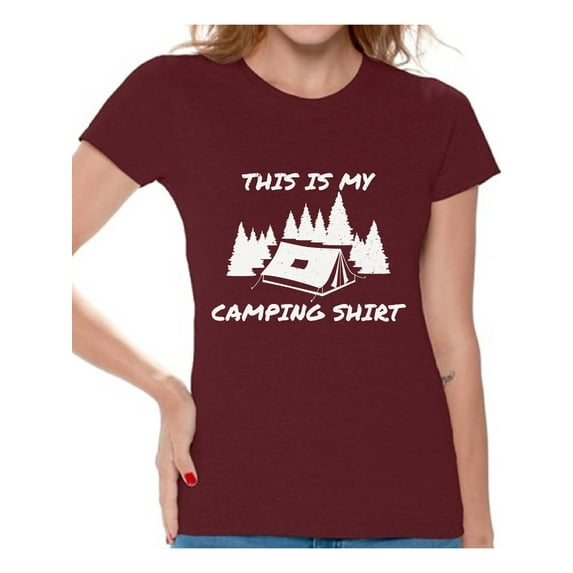 Awkward Styles This is My Camping Shirt for Ladies Camping Clothing for Girlfriend Funny Camper's T-Shirt Camping Clothes Collection Nature Lovers Gifts Camping Accessories Camp Clothes for Her