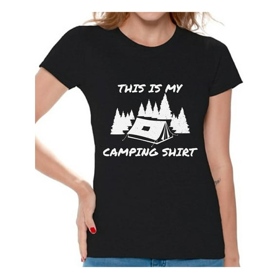 Awkward Styles This is My Camping Shirt for Ladies Camping Clothing for Girlfriend Funny Camper's T-Shirt Camping Clothes Collection Nature Lovers Gifts Camping Accessories Camp Clothes for Her