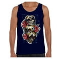 thumbnail image 1 of Awkward Styles Three Sugar Skull Tank Top for Men Sugar Skull Tank Day of the Dead Muscle Shirt for Men Halloween Gifts Dia de los Muertos Outfit Sugar Skulls Tank Top Skull Red Roses Muscle Tank, 1 of 4