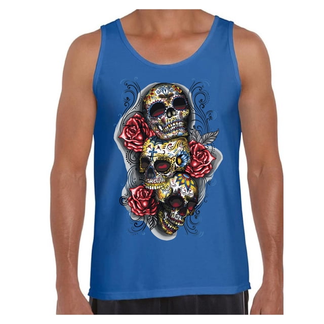 Sugar Technology Awkward Styles Three Sugar Skull Tank Top for Men Sugar Skull Tank Day ...