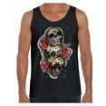 thumbnail image 1 of Awkward Styles Three Sugar Skull Tank Top for Men Sugar Skull Tank Day of the Dead Muscle Shirt for Men Halloween Gifts Dia de los Muertos Outfit Sugar Skulls Tank Top Skull Red Roses Muscle Tank, 1 of 4