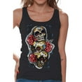 thumbnail image 1 of Awkward Styles Three Sugar Skull Tank Top for Women Sugar Skull Tank Day of the Dead Sleeveless Shirt for Women Halloween Gifts Dia de los Muertos Outfit Sugar Skulls Tank Top Skull Red Roses Tank, 1 of 4