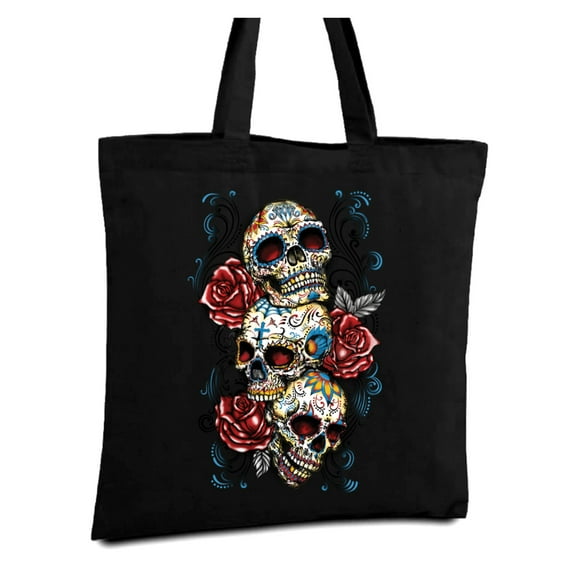 Awkward Styles Three Sugar Skull Tote Bag Skull Bags Skull Gifts for Day of the Dead Skull Accessories Gothic Gifts for He Dia de Los Muertos Accessories