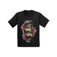 thumbnail image 1 of Awkward Styles Three Sugar Skull Tshirt for Kids Skull Red Roses Shirt Sugar Skull Youth Shirt Day of the Dead Shirt Dia de los Muertos Gifts for Kids Skull Shirt Halloween Outfit Sugar Skulls Tshirt, 1 of 4