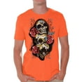 thumbnail image 1 of Awkward Styles Three Sugar Skull Tshirt for Men Skull Red Roses Shirt Sugar Skull Shirt Men's Day of the Dead Shirt Dia de los Muertos Gifts for Him Skull T-Shirt Halloween Outfit Sugar Skulls Tshirt, 1 of 4