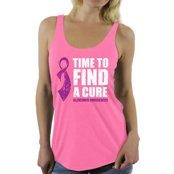 Awkward Styles Time to Find a Cure Racerback Tank for Ladies Cute Alzheimers Clothes for Women Endalz Tanks Alzheimer Tshirt Endalz Gifts Alzheimers Awareness Shirts Endalz Clothing Collection