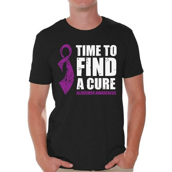 Awkward Styles Time to Find a Cure T Shirt Alzheimers Mens Shirts Endalz Clothes for Men Alzheimer T-Shirt Alzheimers Tshirt for Men Endalz Gifts Endalz Shirts Alzheimers Clothing Collection for Men