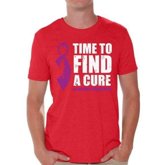 Awkward Styles Time to Find a Cure T Shirt Alzheimers Mens Shirts Endalz Clothes for Men Alzheimer T-Shirt Alzheimers Tshirt for Men Endalz Gifts Endalz Shirts Alzheimers Clothing Collection for Men