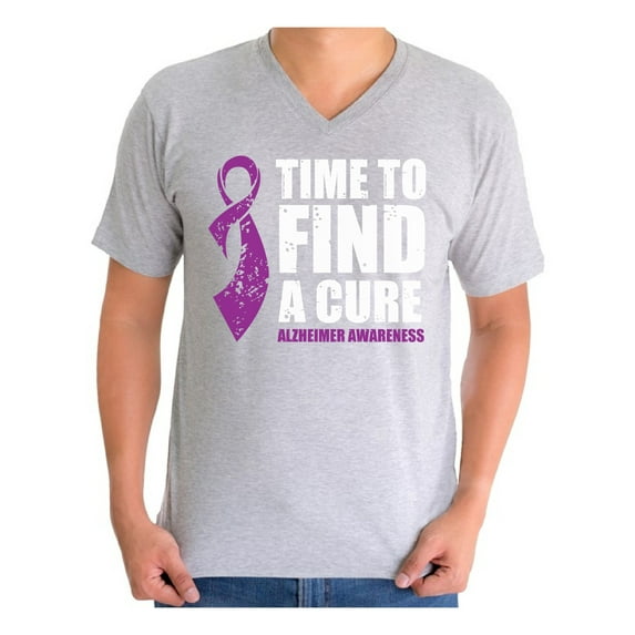 Awkward Styles Time to Find a Cure V Neck Shirt for Men Alzheimer Shirts Endalz Clothes Alzheimer T-Shirt for Husband Alzheimers Awareness Gifts Endalz Shirts Alzheimer Clothing for Men