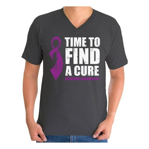 Awkward Styles Time to Find a Cure V Neck Shirt for Men Alzheimer Shirts Endalz Clothes Alzheimer T-Shirt for Husband Alzheimers Awareness Gifts Endalz Shirts Alzheimer Clothing for Men