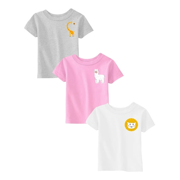 Awkward Styles Toddler 4T Girls Shirts Toddler Girl Clothes Outfits for 4 Years Old Girls Toddler Shirts Giraffe Llama Lion Pack of 3