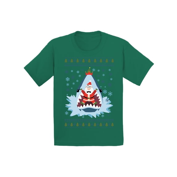 Awkward Styles Toddler Christmas Shirt for Toddler Boys Christmas Shirt for Toddler Girls Santa in Shark T-Shirt