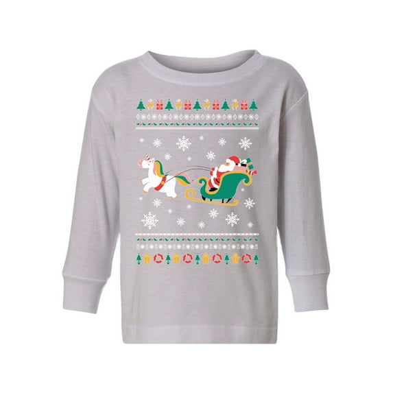 Awkward Styles Toddler Christmas Sweater Long Sleeve Toddler Christmas Shirt for Boys Girls Santa with Unicorn Sweater