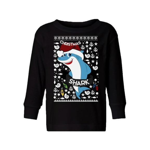 Awkward Styles Toddler Christmas Sweater Long Sleeve Toddler Christmas Shirt for Boys Girls Smiling Shark Sweater