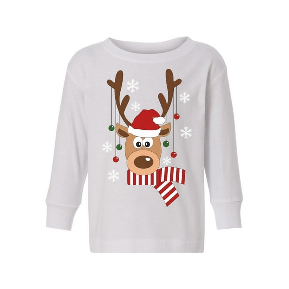 Awkward Styles Toddler Christmas Sweater Long Sleeve Toddler Christmas Shirt for Girls Boys Deer in Hat Sweater