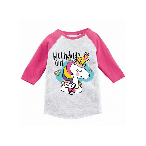 Awkward Styles Toddler Second Birthday Raglan Shirt 2nd Birthday Baseball Tee Two Years Old Shirt Toddler Shirts for Birthday Party Toddler Girl Shirt Princess Unicorn Toddler Boy Shirt Truck Race Car