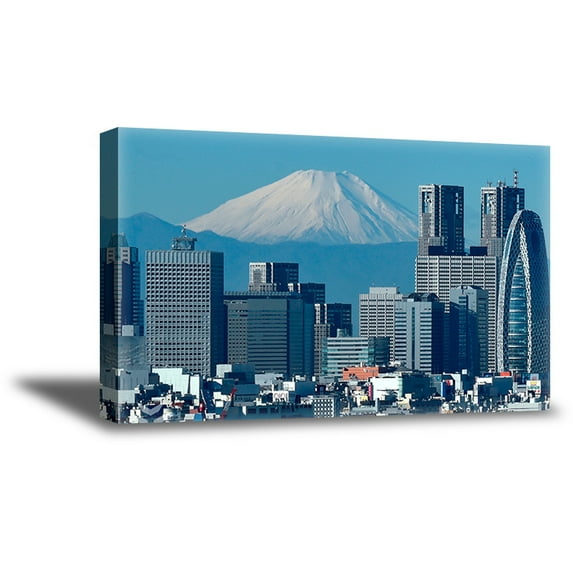 Awkward Styles Tokyo Cityscape Canvas Printed Art Tokyo Wall Art Decor Mount Fuji Landscape Canvas Wall Art Fuji Printed Decor for Home Asian Decor Ideas Breathtaking View Ready to Hang Picture